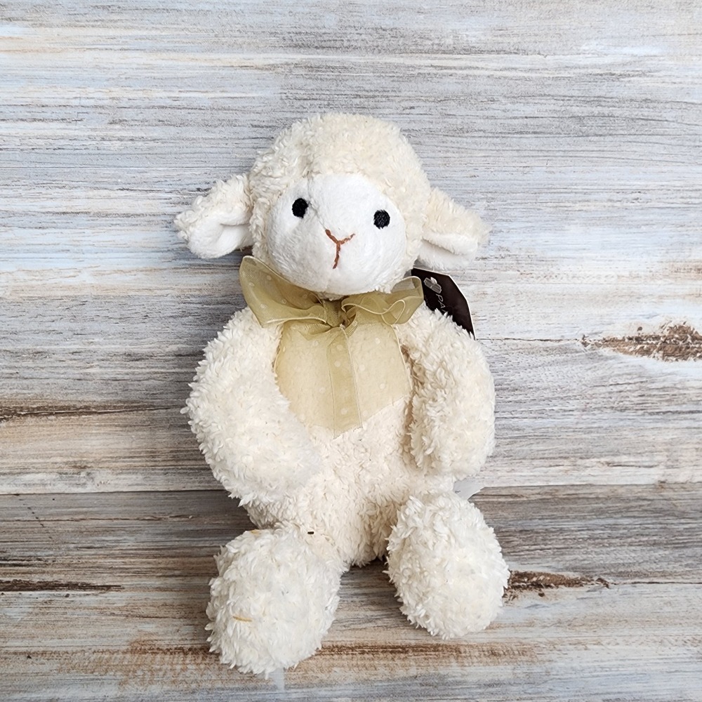 Papyrus Plush Lamb Stuffed Animal Cream Sheep Gold Bow 11099612 NWT 8 Inch